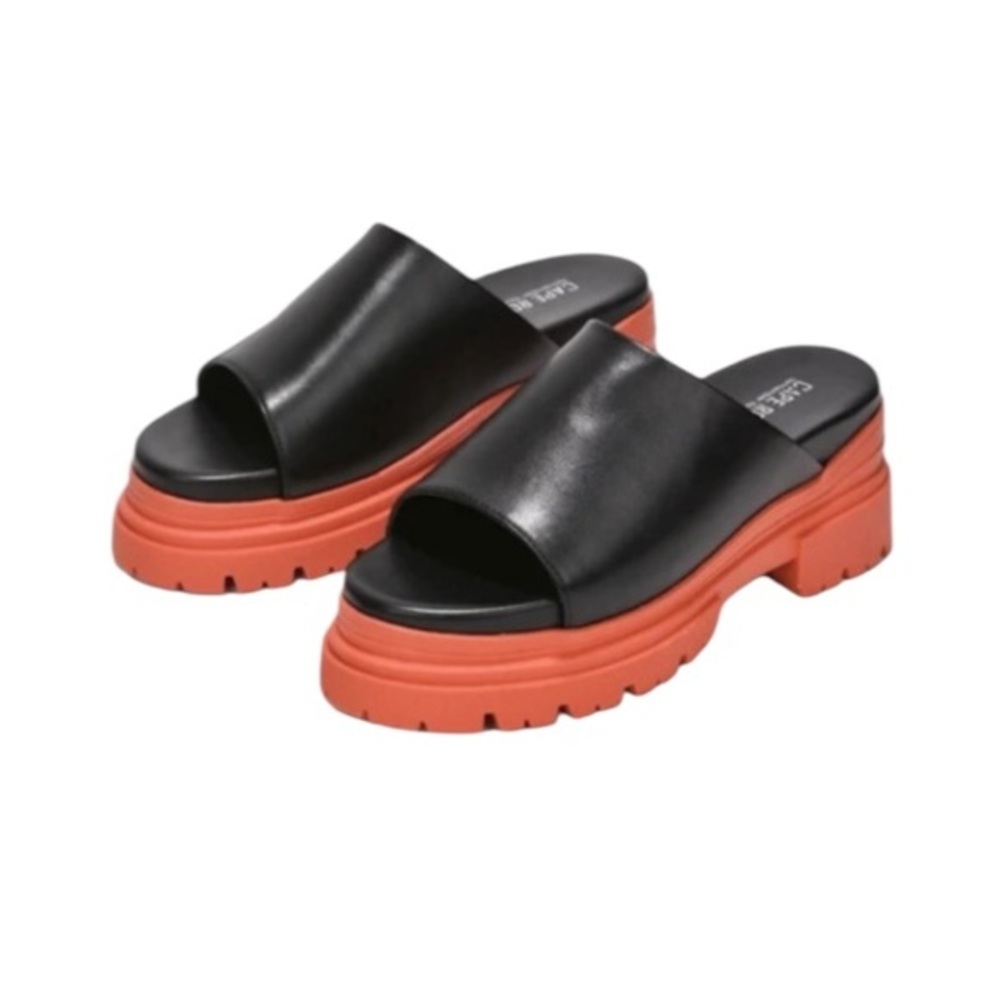 Cape Robbin Mamo Chunky Platform Slides | Orange & Black | Size 11 | NWT